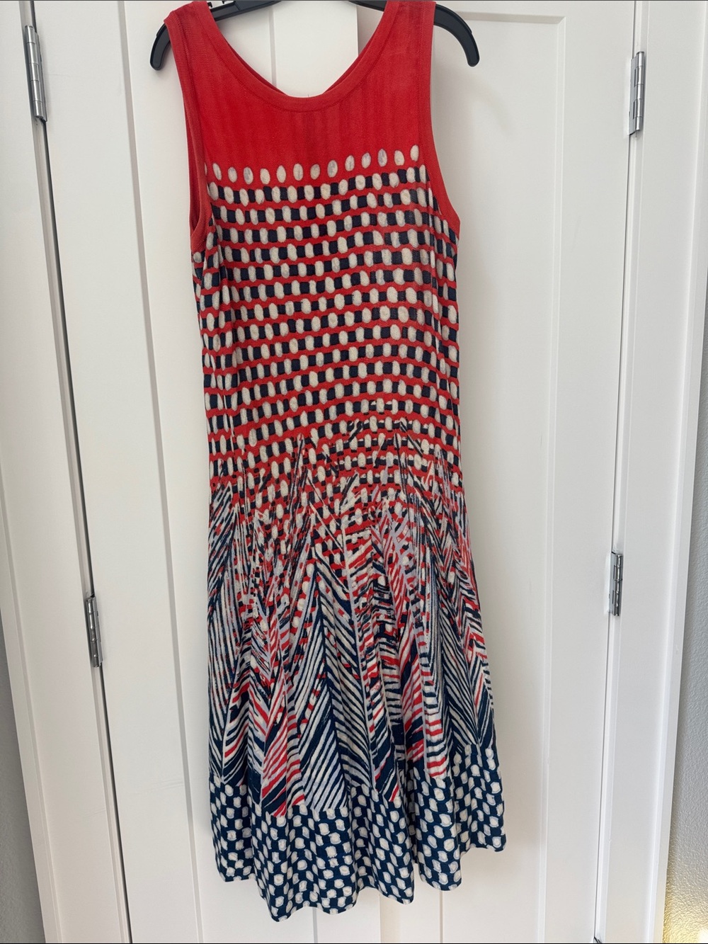 NIC+ZOE Coral and White Sleeveless Knit Dress